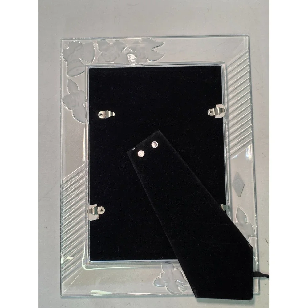Shannon Crystal Double Picture‎ Frame With Flowers and Bells 24% Lead Crystal